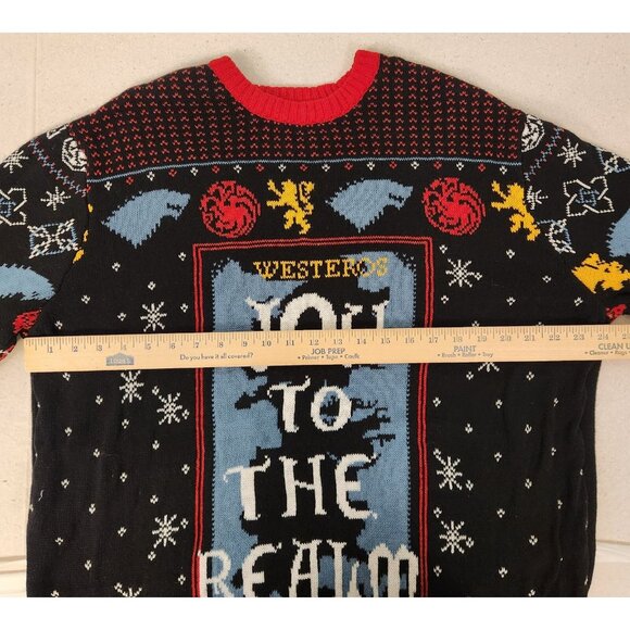 Game Of Thrones Ugly Holiday Sweater Joy To The Realm Westeros NY Laundry XL EUC - Picture 9 of 12